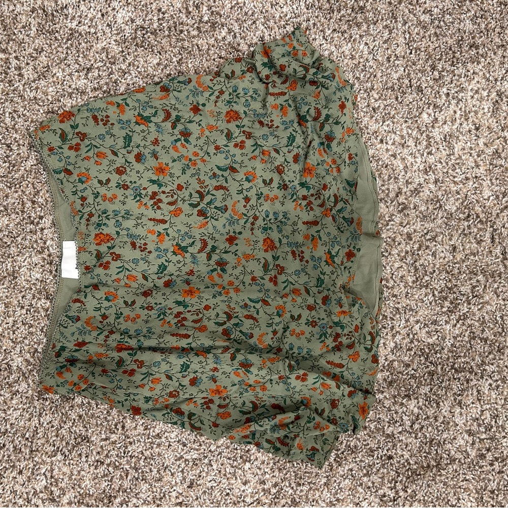 Floral Green and Orange Skirt